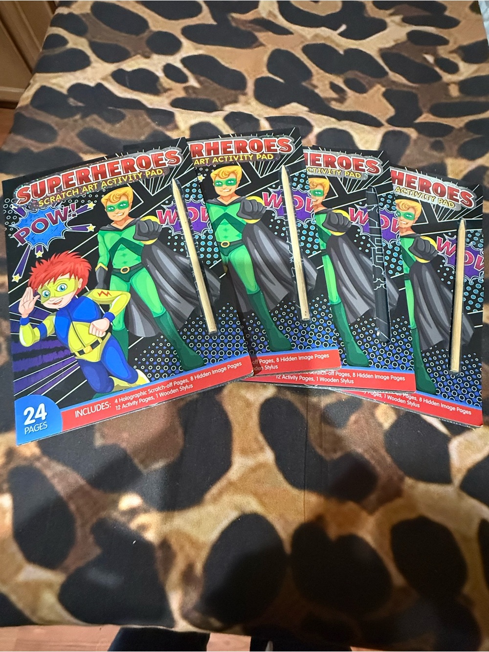Superheroes Kids Scratch & Activity Pad - Green - set of Four books